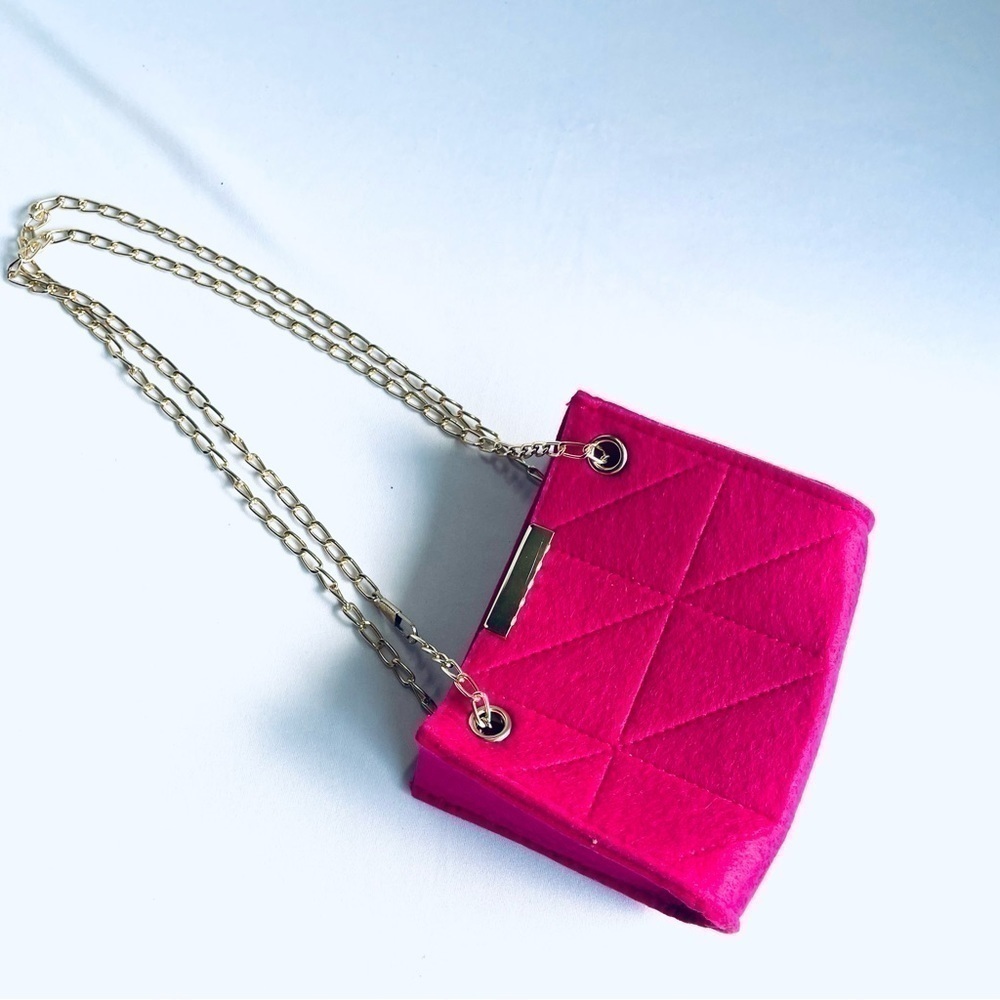 NWOT Barbie Style Hot Pink Square Evening Bag Women Mini Purse Girls - Picture 6 of 13